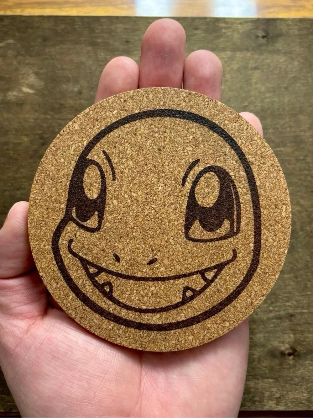 Pokemon Charmander Face Laser Engraved Cork Coaster
